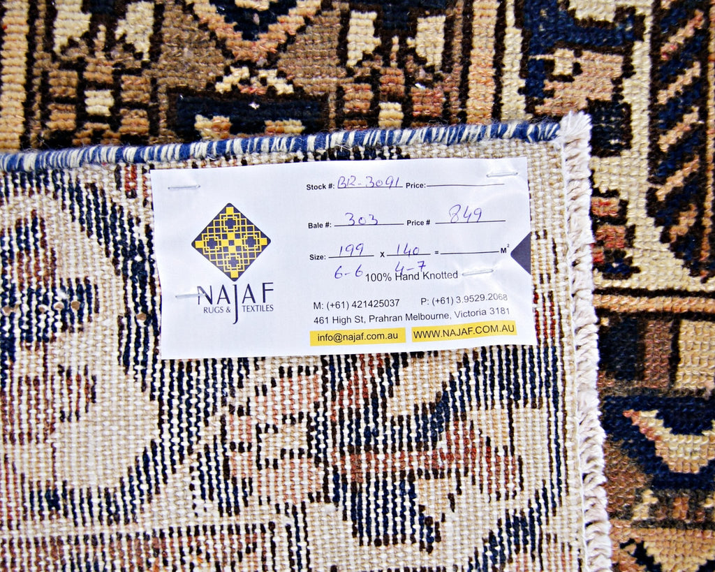 Handmade Vintage Persian Bakhtiar Rug | 199 x 140 cm | 6'6" x 4'7" - Najaf Rugs & Textile