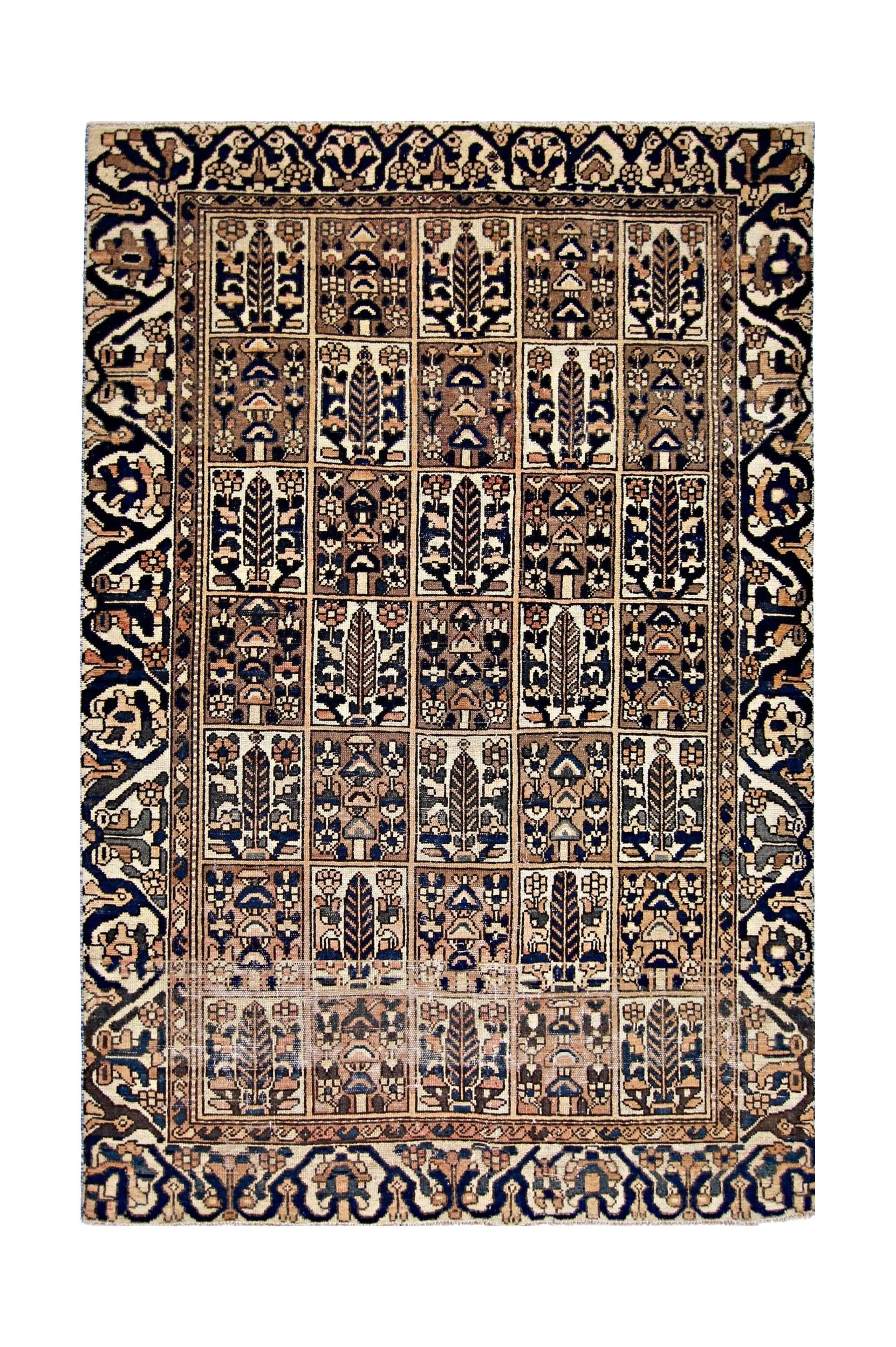 Handmade Vintage Persian Bakhtiar Rug | 199 x 140 cm | 6'6" x 4'7" - Najaf Rugs & Textile