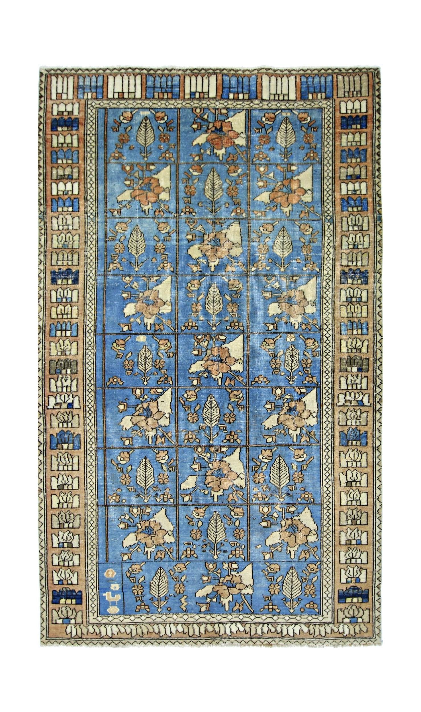 Handmade Vintage Persian Bakhtiar Rug | 219 x 125 cm | 7'2" x 4'1" - Najaf Rugs & Textile