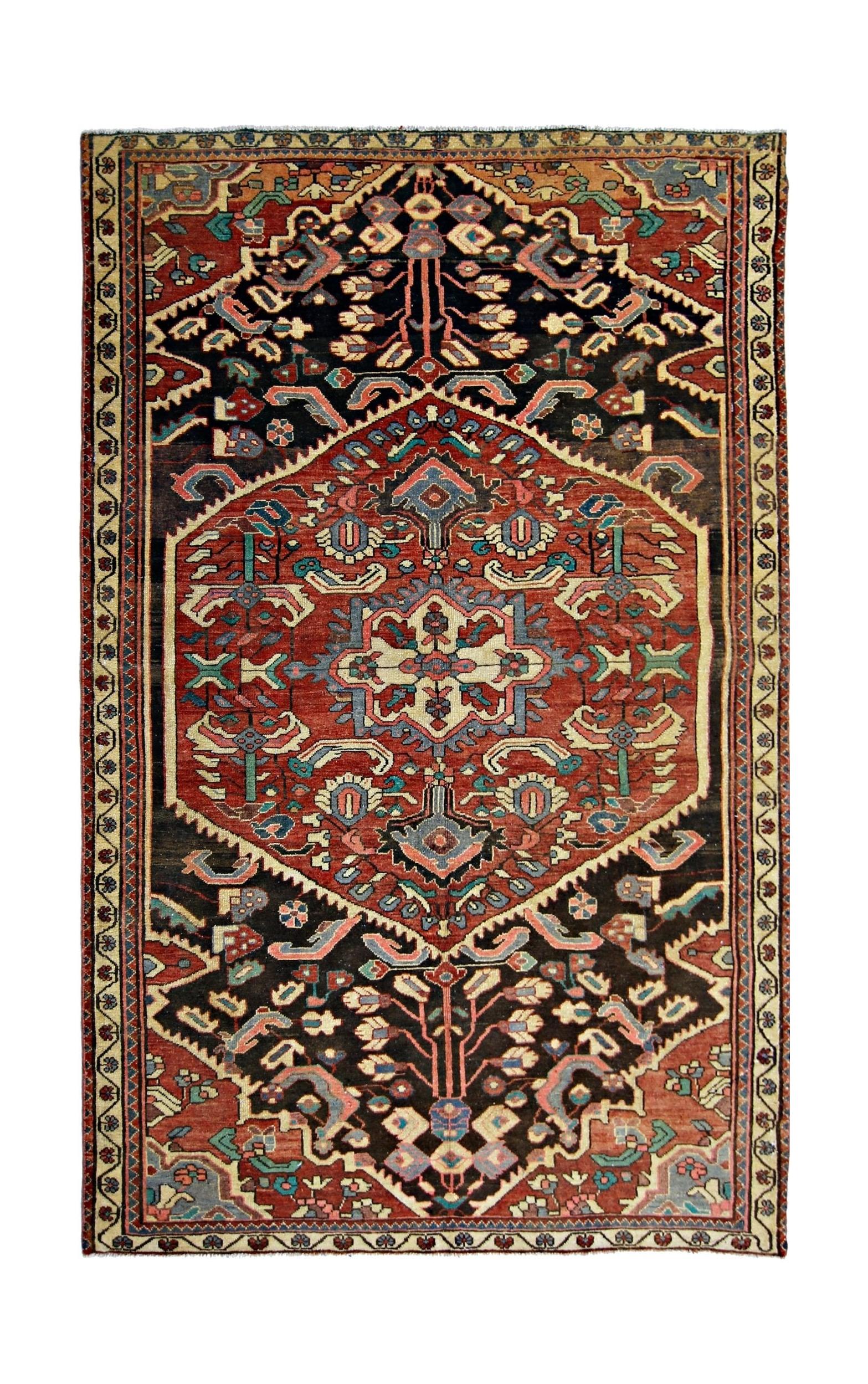 Handmade Vintage Persian Bakhtiar Rug | 245 x 158 cm | 8' x 5'2" - Najaf Rugs & Textile