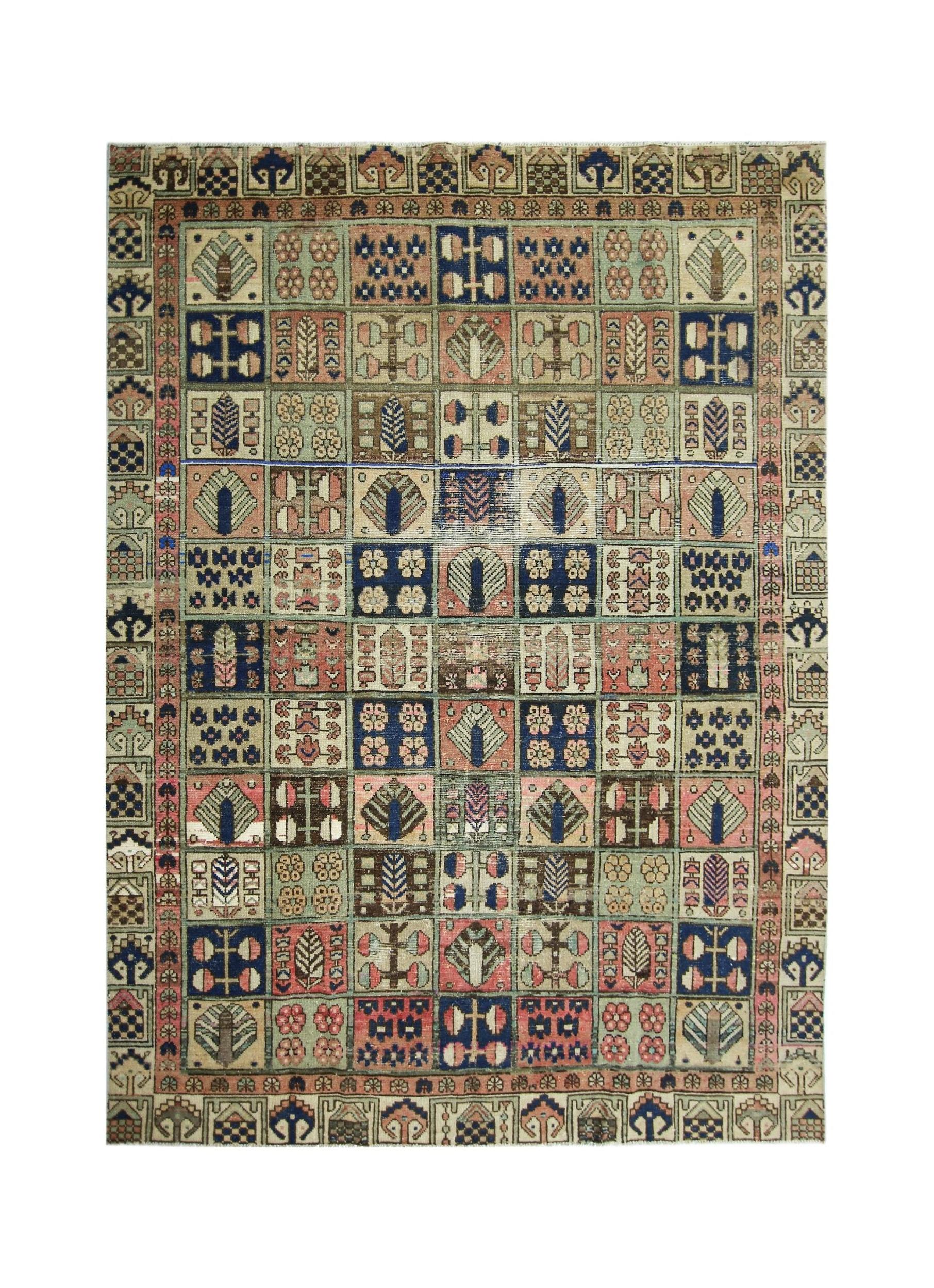 Handmade Vintage Persian Bakhtiar Rug | 260 x 200 cm | 8'6" x 6'7" - Najaf Rugs & Textile