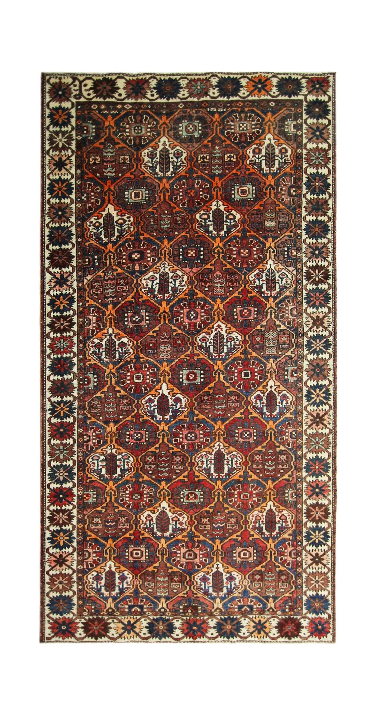 Handmade Vintage Persian Bakhtiar Rug | 281 x 145 cm | 9'3" x 4'9" - Najaf Rugs & Textile