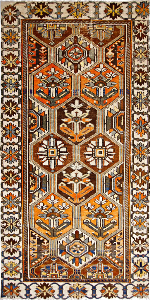 Handmade Vintage Persian Bakhtiar Rug | 283 x 138 cm | 9'3" x 4'6" - Najaf Rugs & Textile