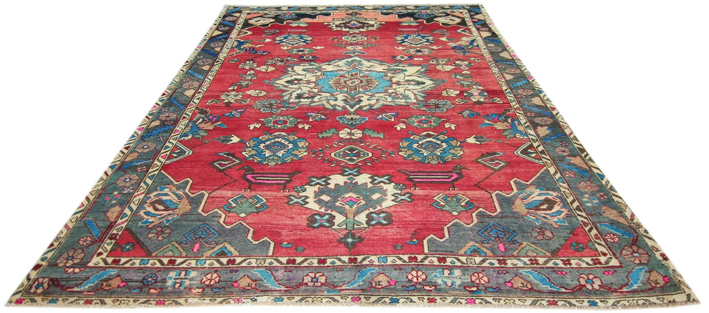 Handmade Vintage Persian Bakhtiar Rug | 283 x 221 cm | 9'3" x 7'3" - Najaf Rugs & Textile