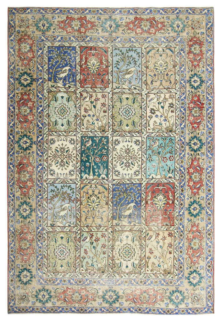 Handmade Vintage Persian Bakhtiar Rug | 285 x 193 cm | 9'4" x 6'4" - Najaf Rugs & Textile