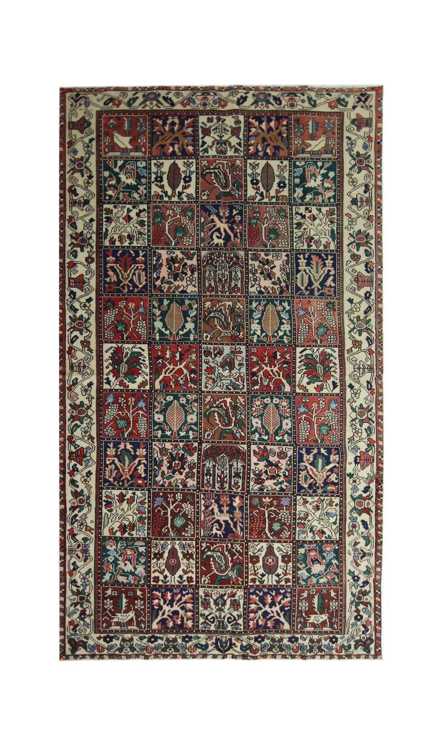 Handmade Vintage Persian Bakhtiar Rug | 288 x 151 cm | 9'6" x 4'11" - Najaf Rugs & Textile