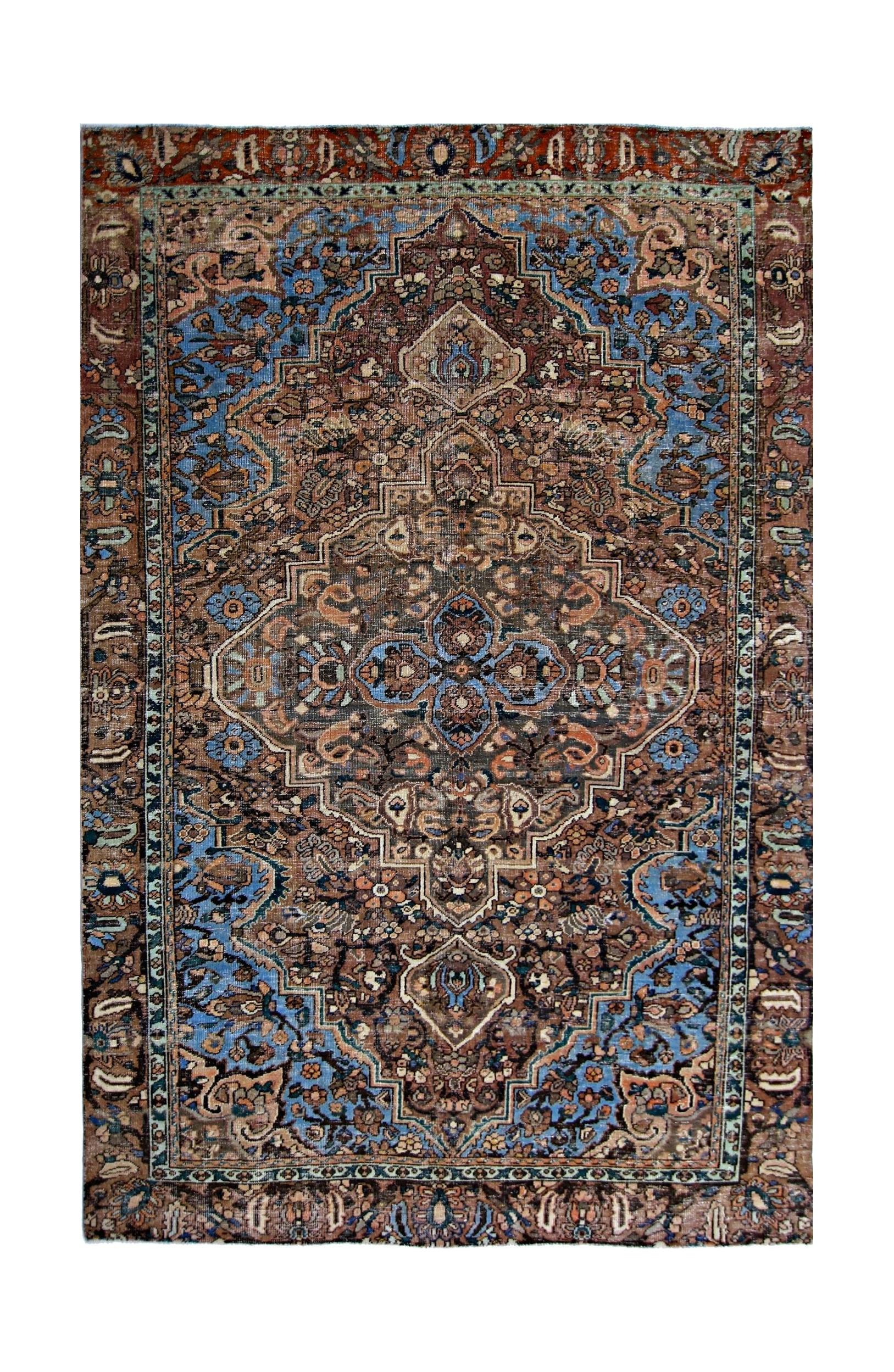 Handmade Vintage Persian Bakhtiar Rug | 288 x 193 cm | 9'5" x 6'4" - Najaf Rugs & Textile