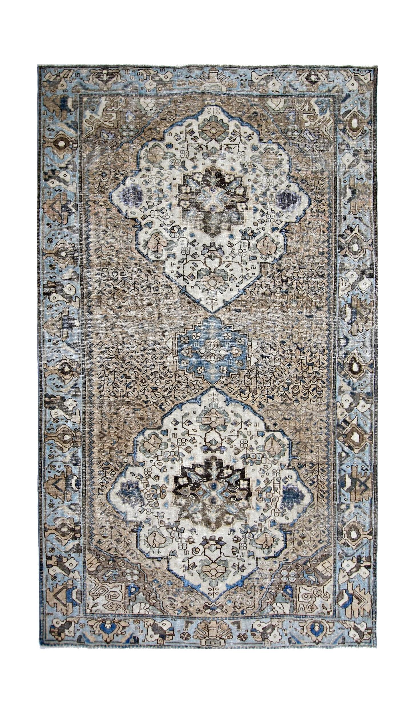 Handmade Vintage Persian Bakhtiar Rug | 296 x 166 cm | 9'8" x 5'5" - Najaf Rugs & Textile