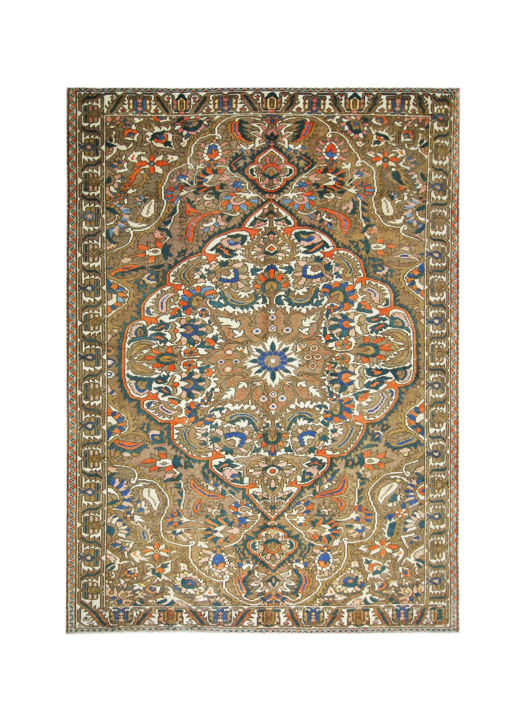 Handmade Vintage Persian Bakhtiar Rug | 297 x 211 cm | 9'9" x 6'11" - Najaf Rugs & Textile