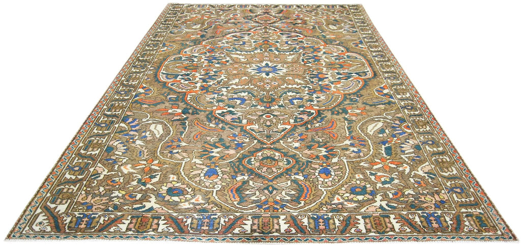 Handmade Vintage Persian Bakhtiar Rug | 297 x 211 cm | 9'9" x 6'11" - Najaf Rugs & Textile