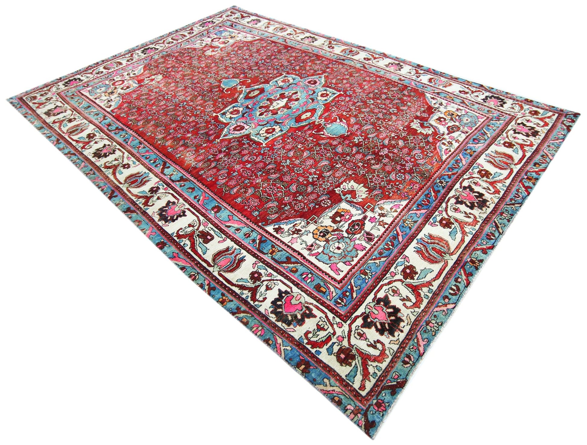 Handmade Vintage Persian Bakhtiar Rug | 298 x 207 cm | 9'9" x 6'10" - Najaf Rugs & Textile