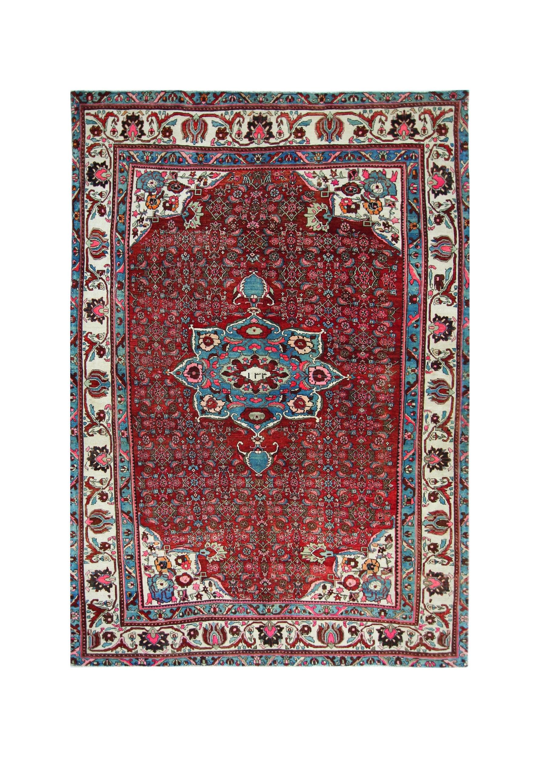Handmade Vintage Persian Bakhtiar Rug | 298 x 207 cm | 9'9" x 6'10" - Najaf Rugs & Textile