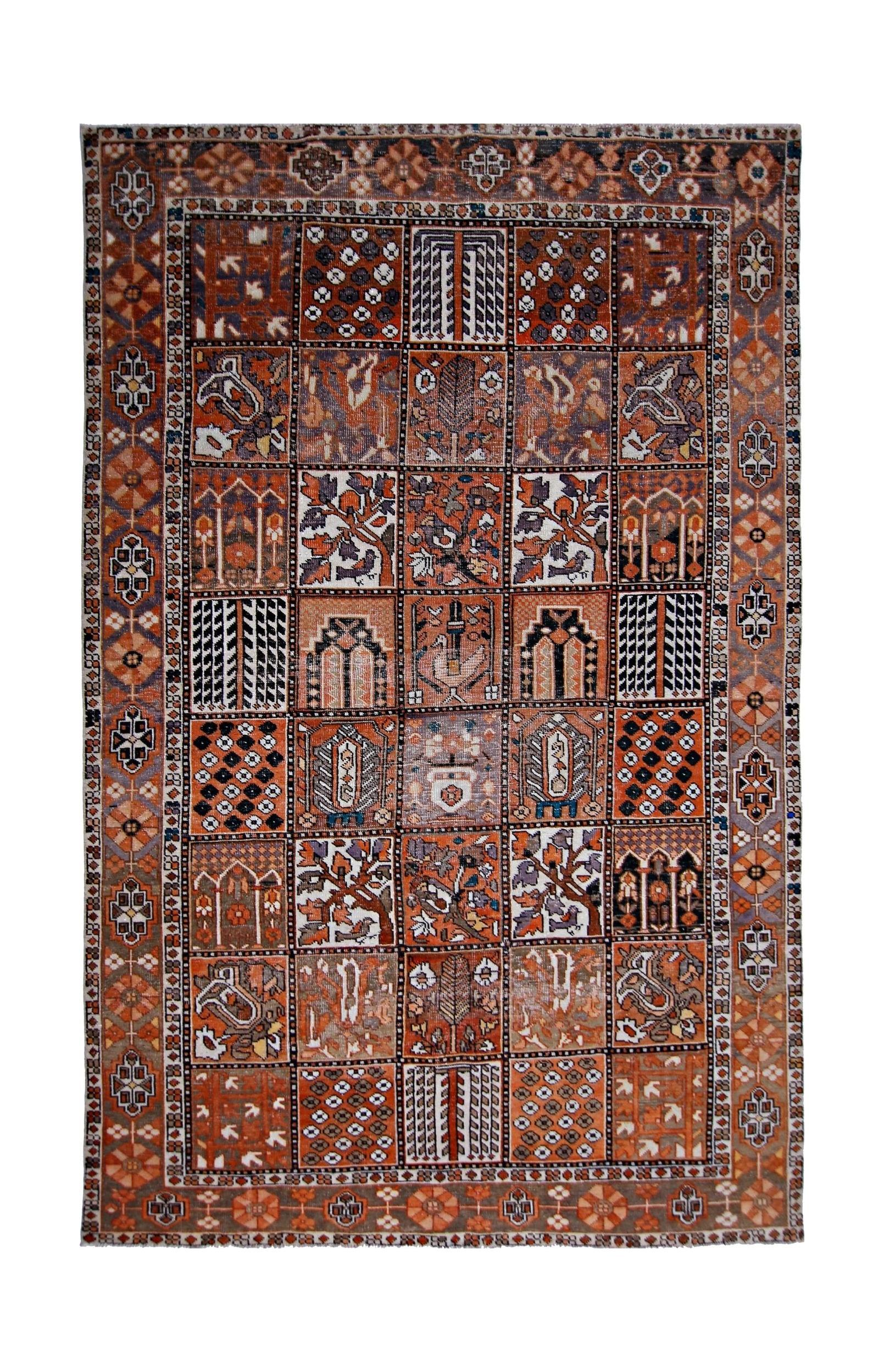 Handmade Vintage Persian Bakhtiar Rug | 299 x 192 cm | 9'9" x 6'3" - Najaf Rugs & Textile