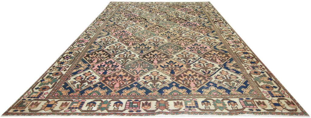 Handmade Vintage Persian Bakhtiar Rug | 302 x 204 cm | 9'11" x 6'8" - Najaf Rugs & Textile