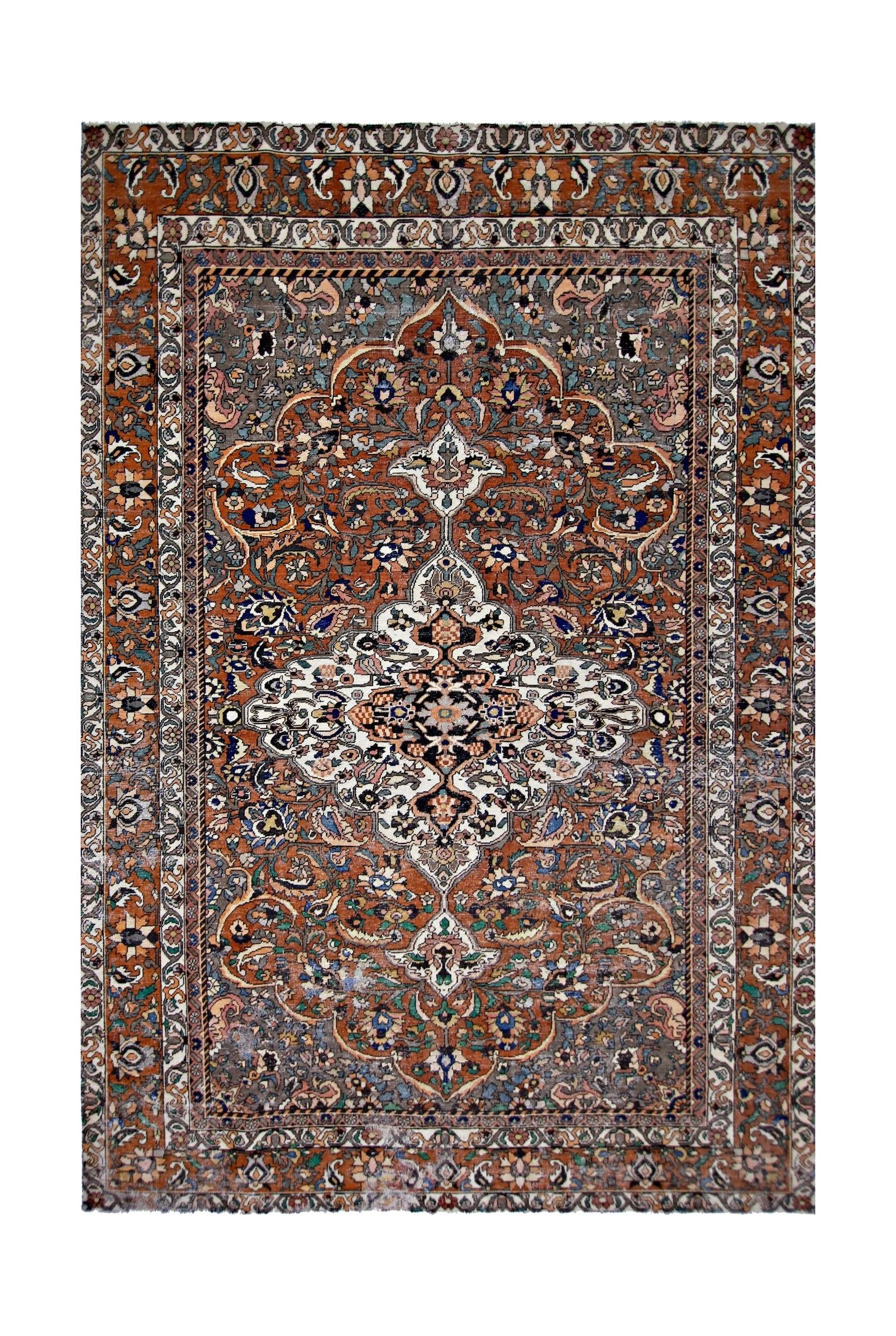Handmade Vintage Persian Bakhtiar Rug | 314 x 200 cm | 10'4" x 6'7" - Najaf Rugs & Textile