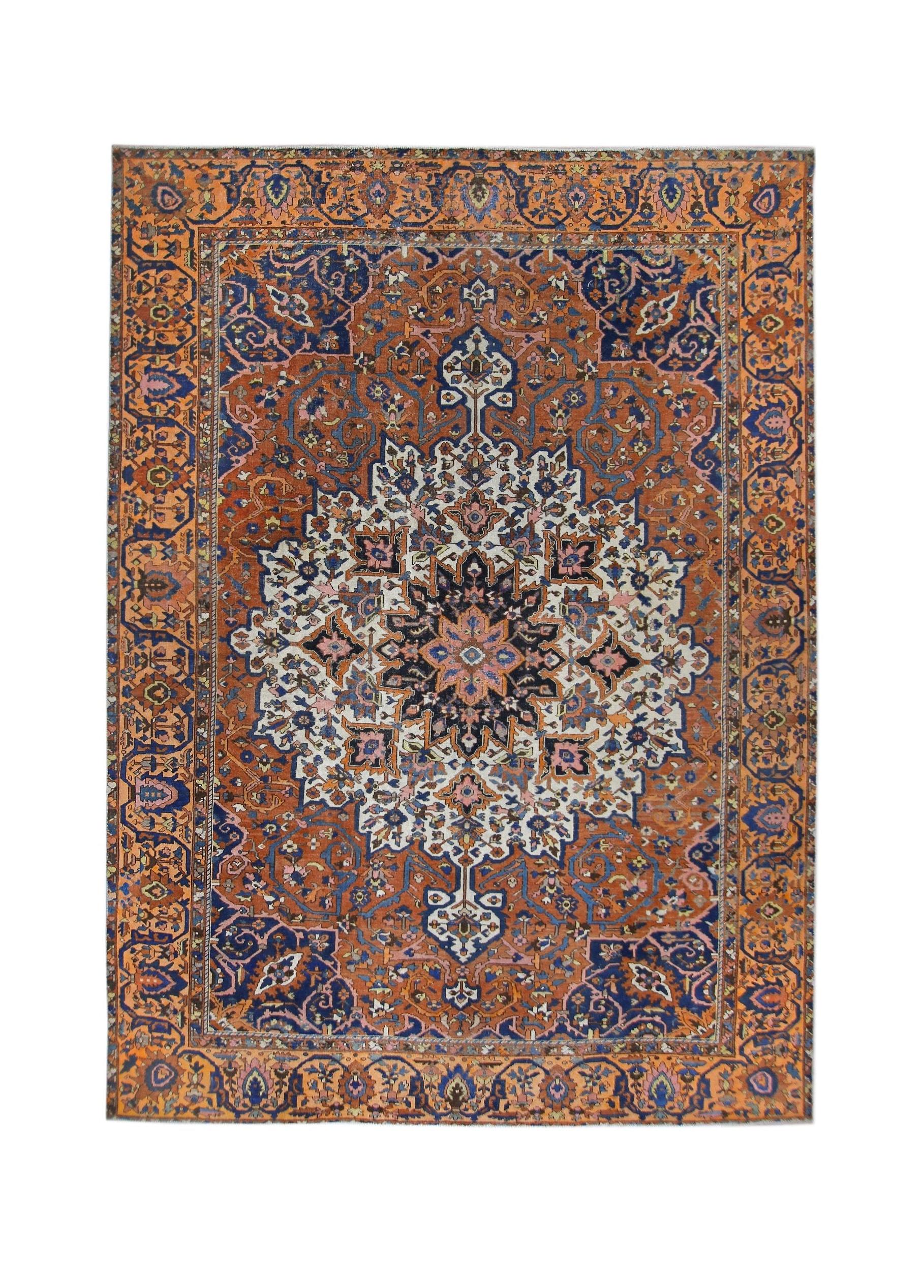 Handmade Vintage Persian Bakhtiar Rug | 456 x 347 cm | 15' x 11'4" - Najaf Rugs & Textile