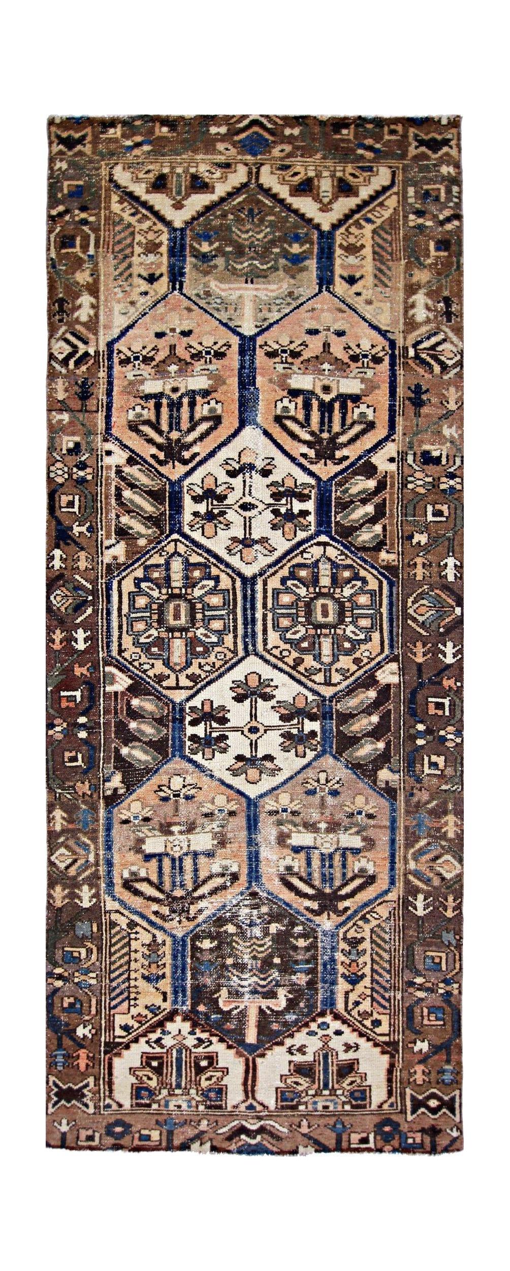 Handmade Vintage Persian Bakhtiari Hallway Runner | 273 x 104 cm | 9' x 3'5" - Najaf Rugs & Textile