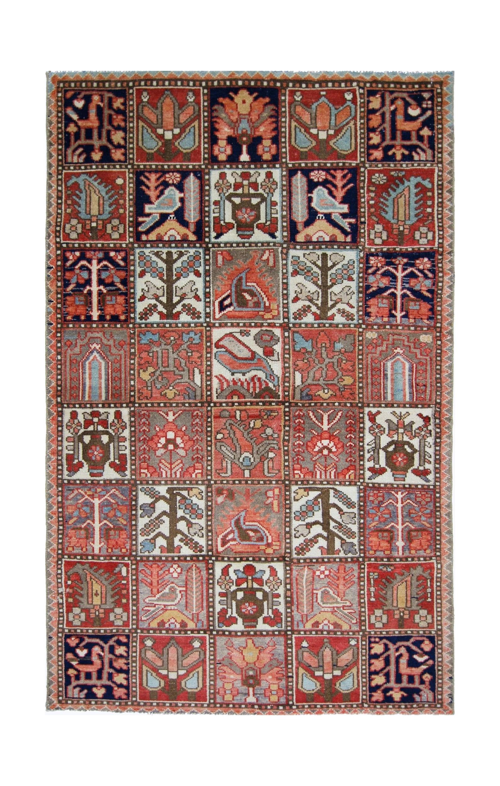 Handmade Vintage Persian Bakhtiari Rug | 165 x 102 cm | 5'5" x 3'4" - Najaf Rugs & Textile