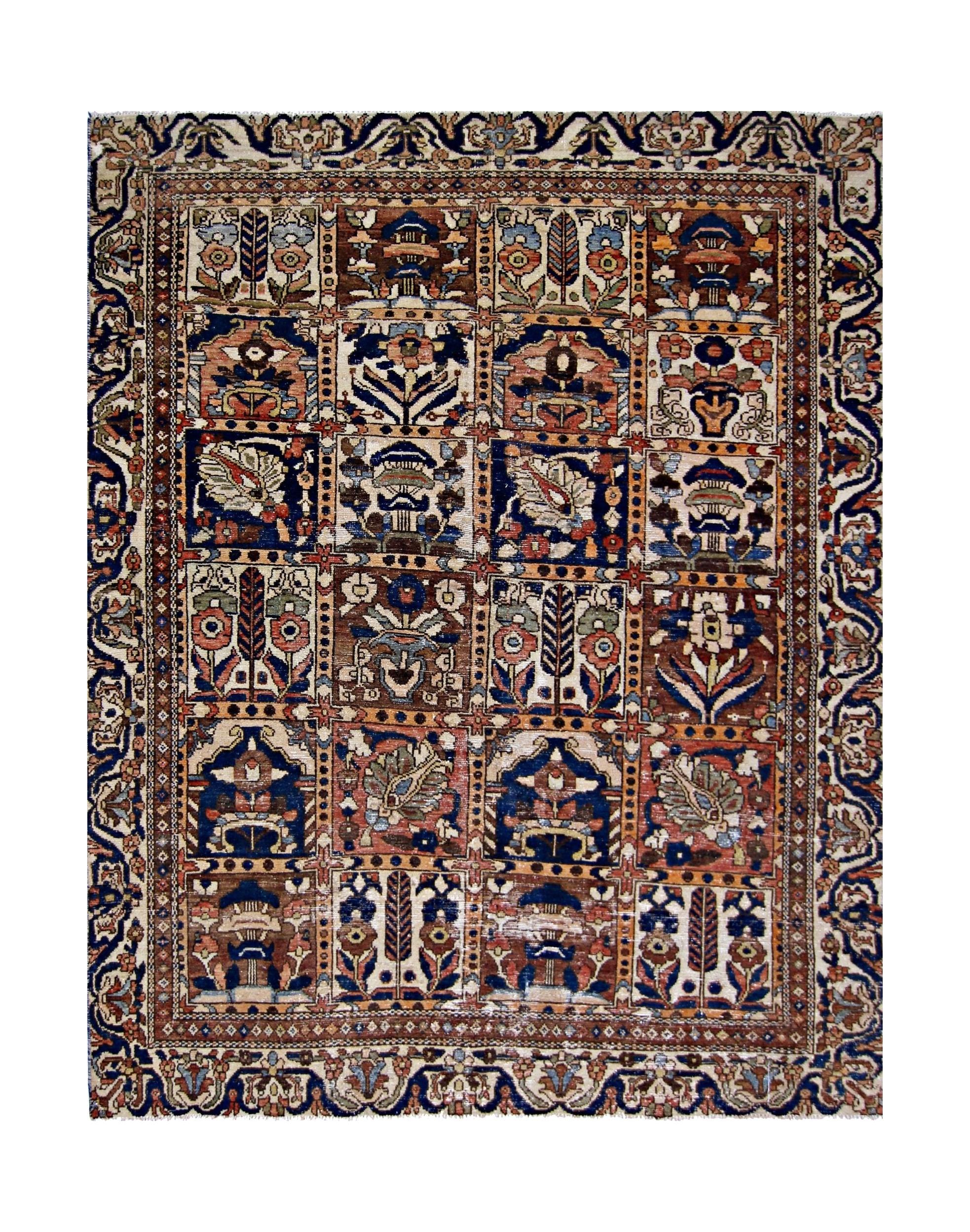 Handmade Vintage Persian Bakhtiari Rug | 181 x 154 cm | 5'11" x 5' - Najaf Rugs & Textile