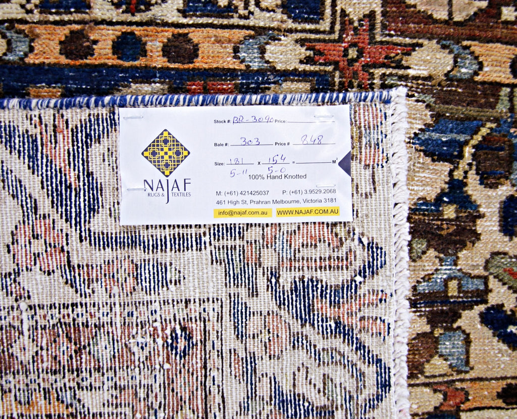 Handmade Vintage Persian Bakhtiari Rug | 181 x 154 cm | 5'11" x 5' - Najaf Rugs & Textile