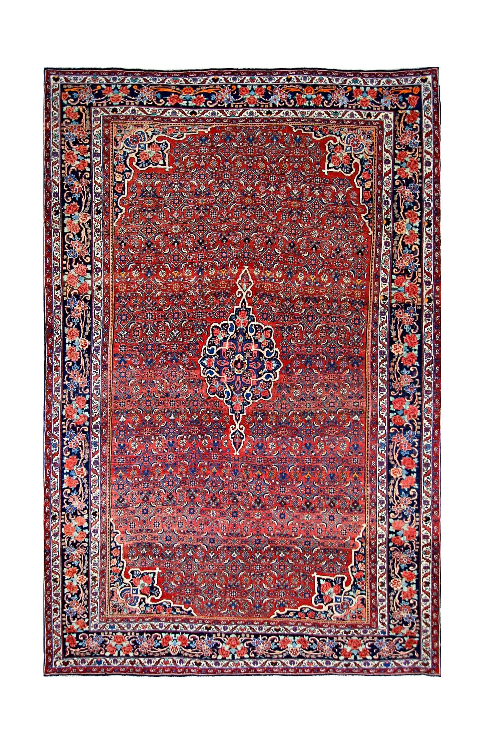 Handmade Vintage Persian Bidjar Rug | 342 x 230 cm | 11'3" x 7'6" - Najaf Rugs & Textile