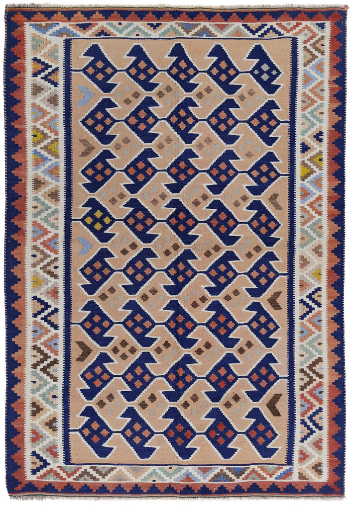 Handmade Vintage Persian Ghasghai Kilim | 152 x 106 cm | 5' x 3'6" - Najaf Rugs & Textile