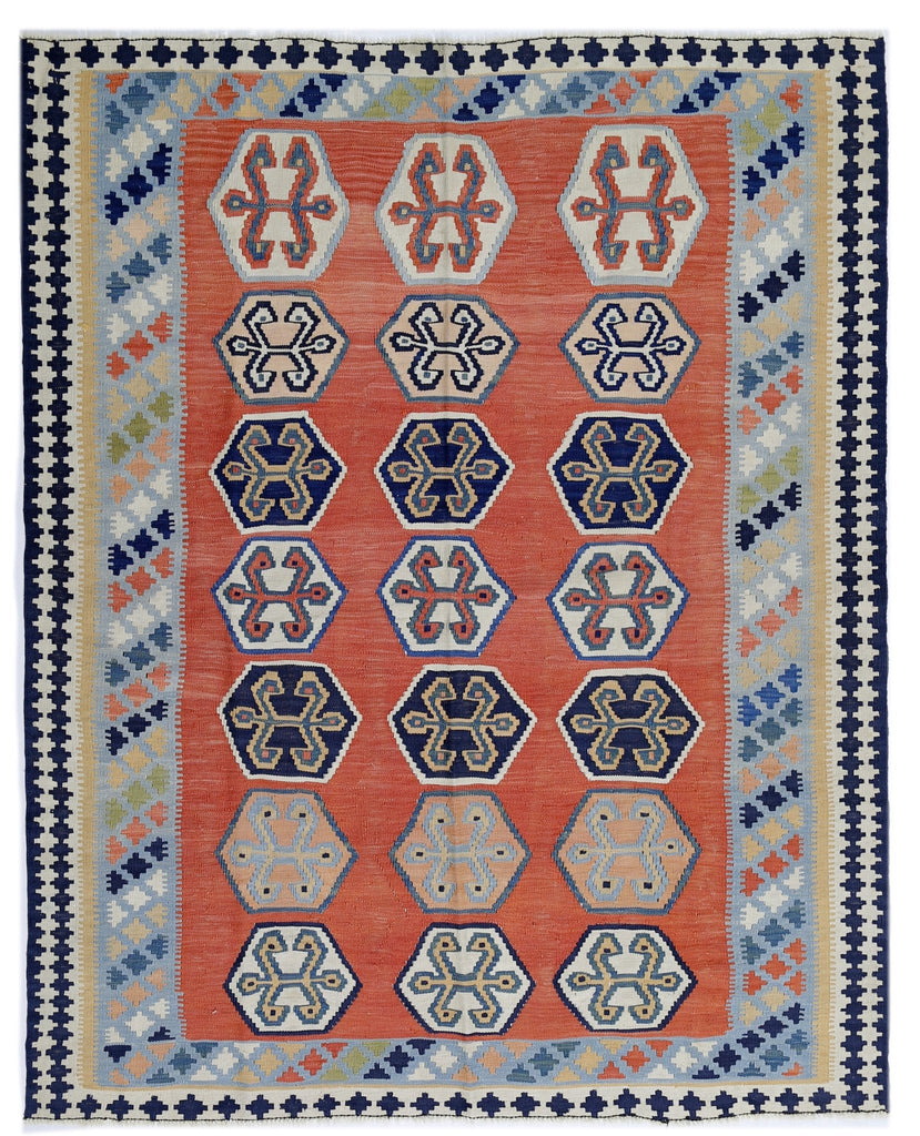 Handmade Vintage Persian Ghasghai Kilim | 191 x 155 cm | 6'3" x 5'1" - Najaf Rugs & Textile