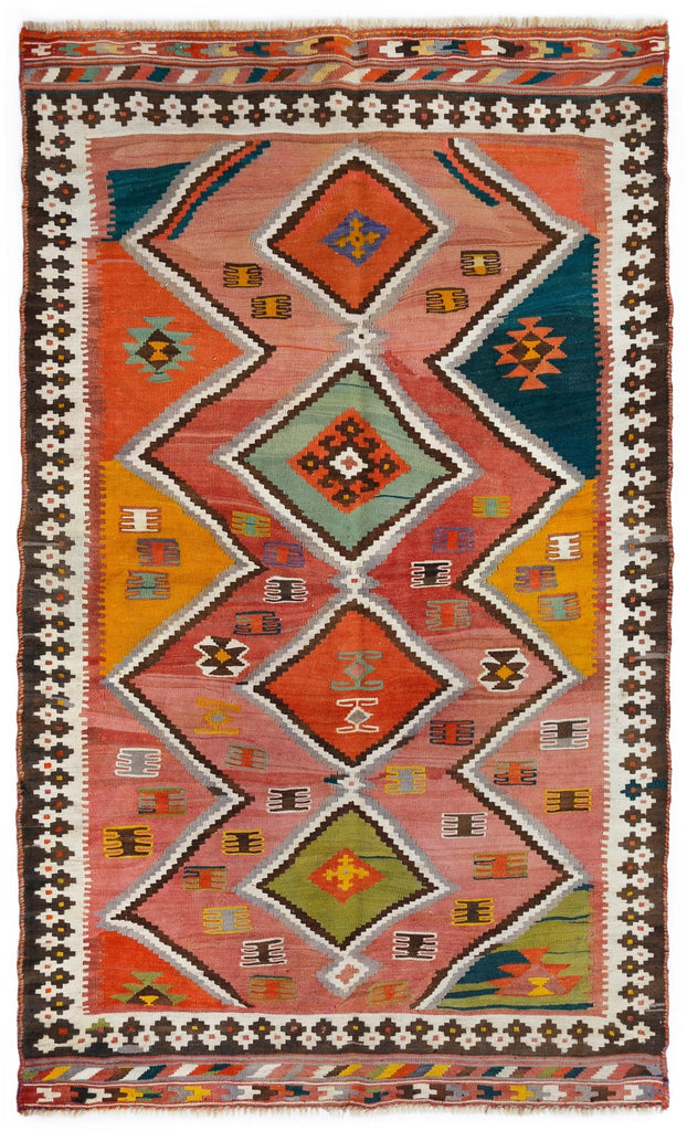 Handmade Vintage Persian Ghasghai Kilim | 212 x 129 cm | 6'11" x 4'3" - Najaf Rugs & Textile