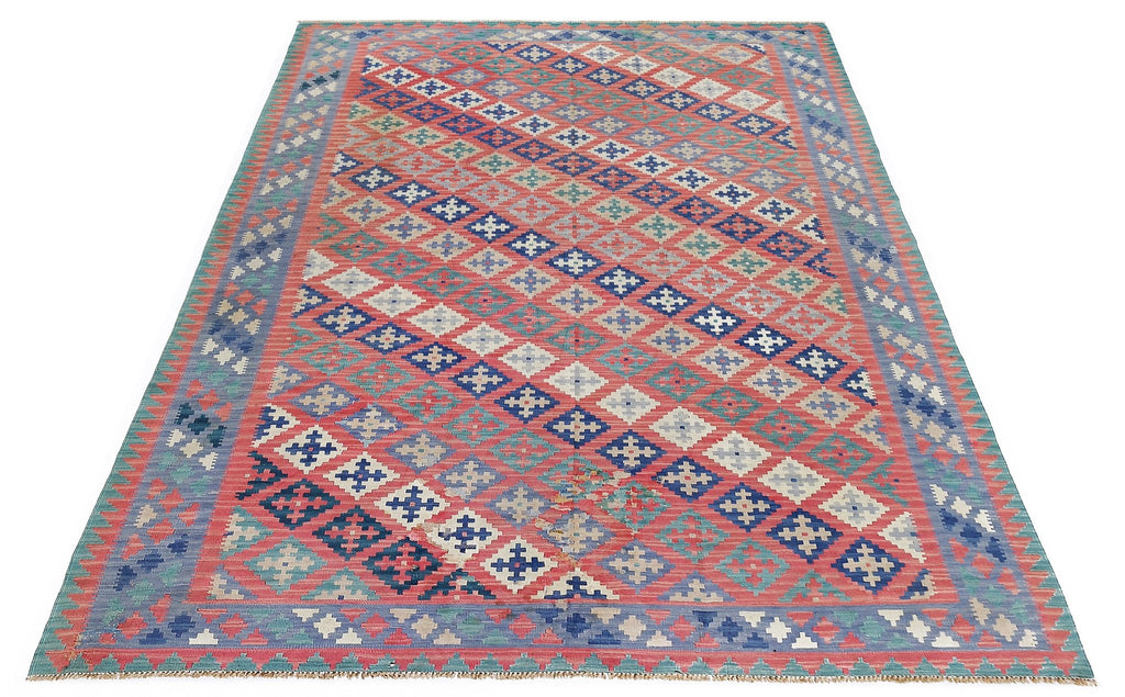 Handmade Vintage Persian Ghasghai Kilim | 218 x 164 cm | 7'2" x 5'5" - Najaf Rugs & Textile