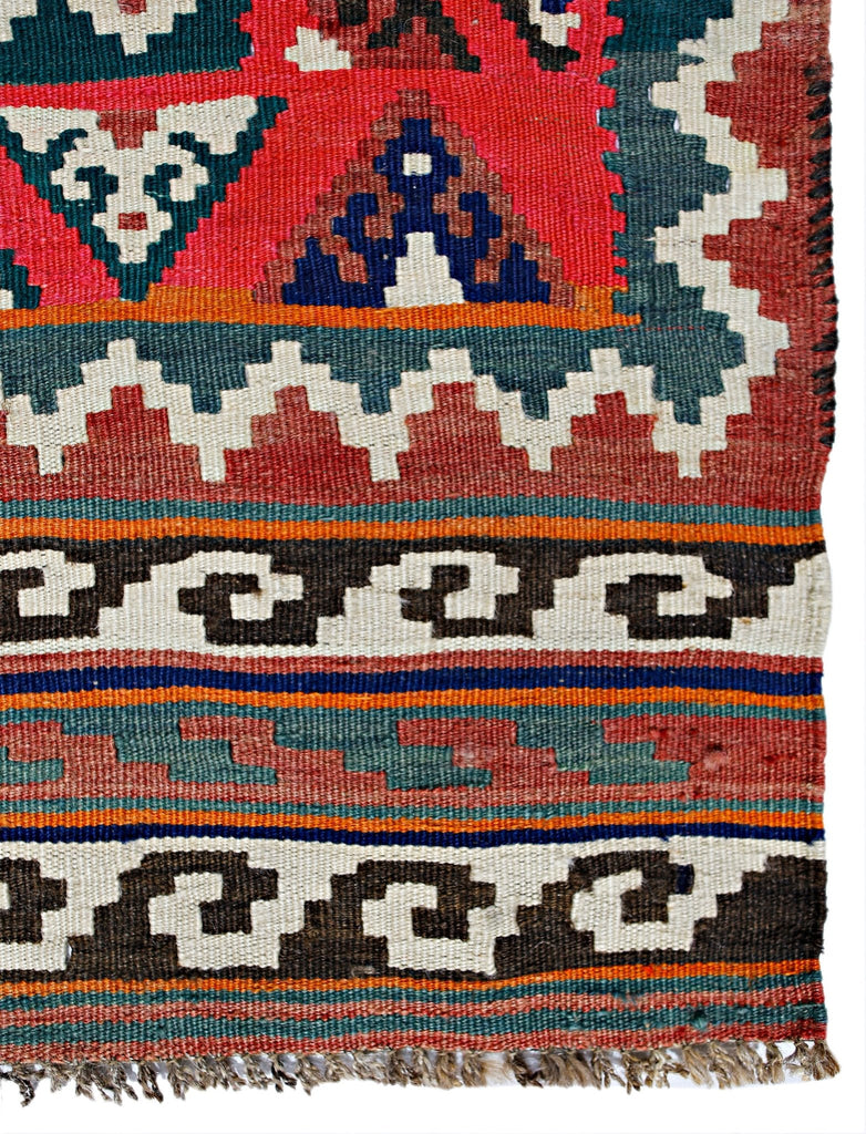 Handmade Vintage Persian Ghasghai Kilim | 244 x 148 cm | 8' x 4'10" - Najaf Rugs & Textile