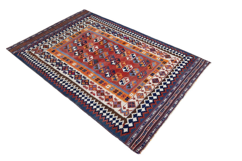 Handmade Vintage Persian Ghasghai Kilim | 246 x 147 cm | 8'1" x 4'10" - Najaf Rugs & Textile