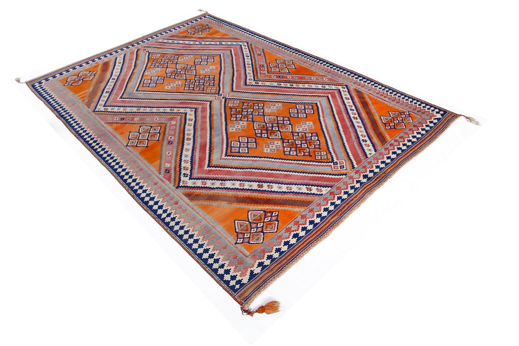 Handmade Vintage Persian Ghasghai Kilim | 250 x 186 cm | 8'3" x 6'1" - Najaf Rugs & Textile