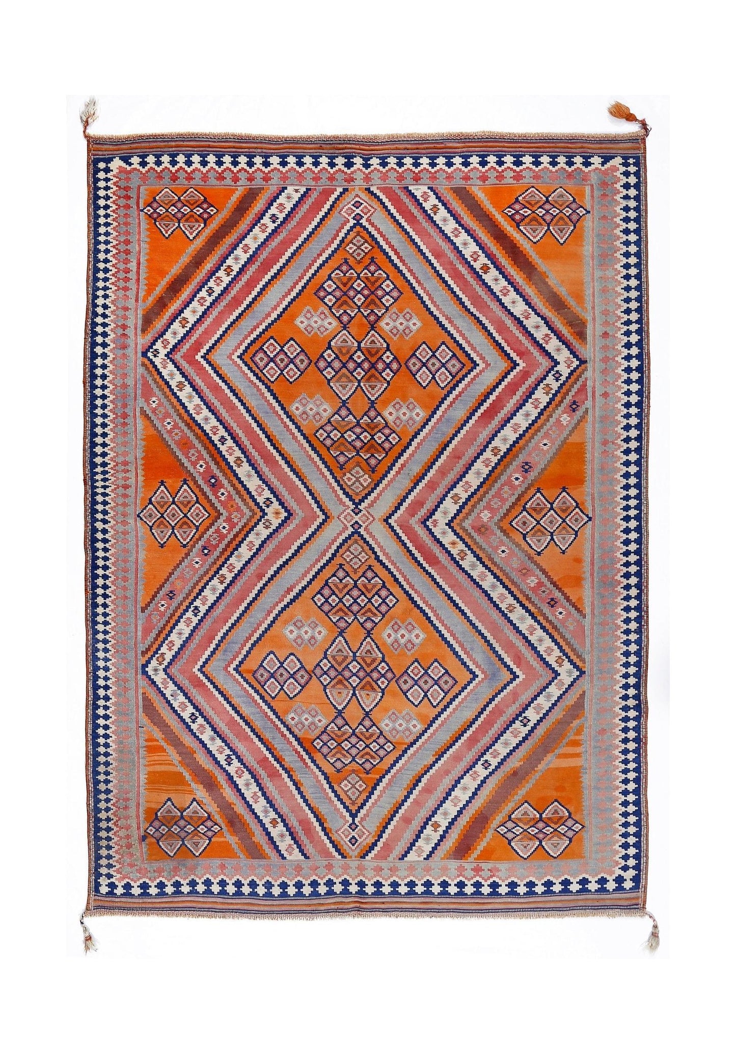 Handmade Vintage Persian Ghasghai Kilim | 250 x 186 cm | 8'3" x 6'1" - Najaf Rugs & Textile