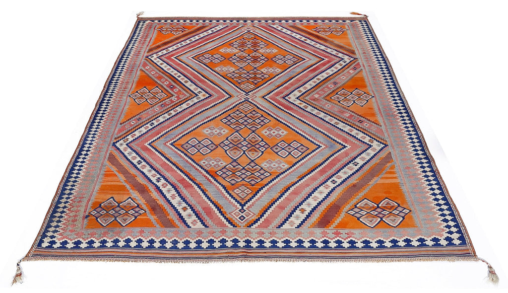 Handmade Vintage Persian Ghasghai Kilim | 250 x 186 cm | 8'3" x 6'1" - Najaf Rugs & Textile
