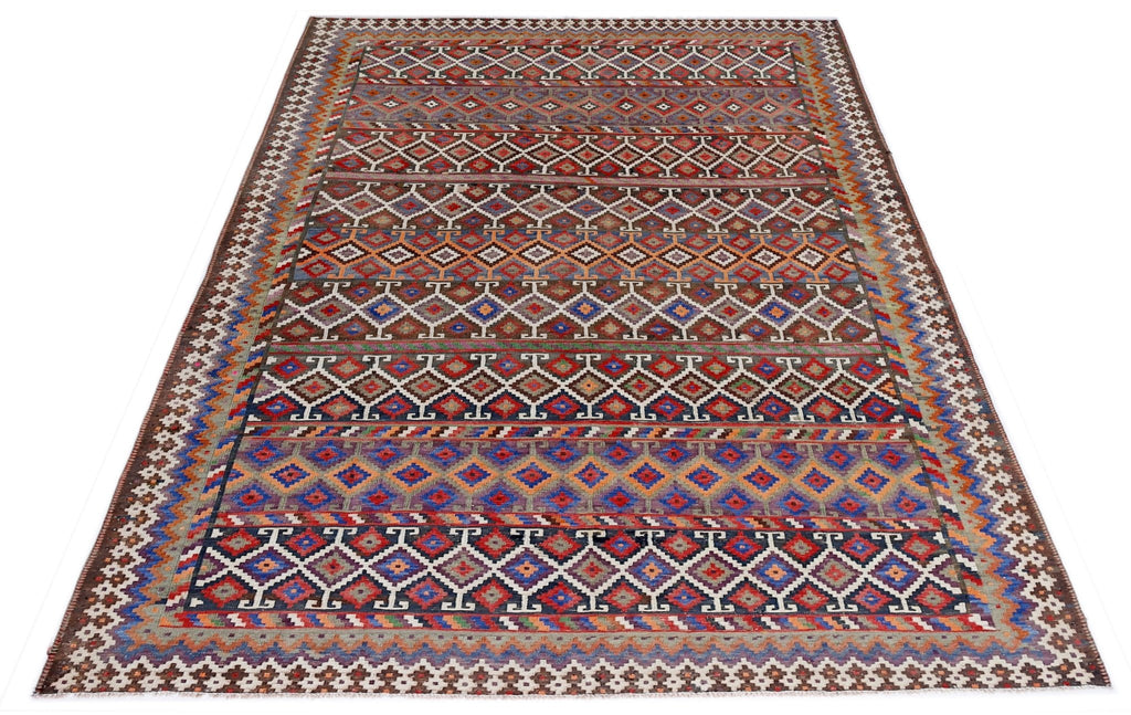 Handmade Vintage Persian Ghasghai Kilim | 262 x 176 cm | 8'7" x 5'9" - Najaf Rugs & Textile