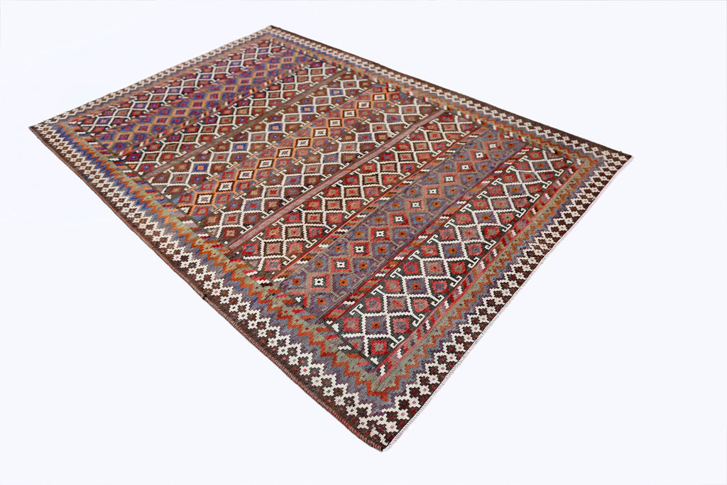 Handmade Vintage Persian Ghasghai Kilim | 262 x 176 cm | 8'7" x 5'9" - Najaf Rugs & Textile