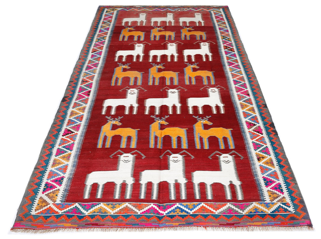 Handmade Vintage Persian Ghasghai Kilim | 276 x 143 cm | 9'1" x 4'8" - Najaf Rugs & Textile