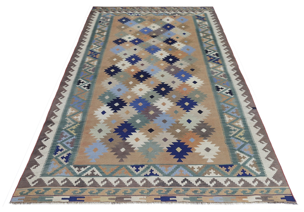 Handmade Vintage Persian Ghasghai Kilim | 289 x 158 cm | 9'6" x 5'2" - Najaf Rugs & Textile