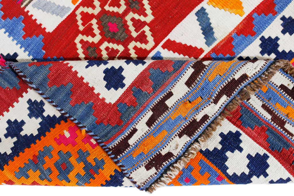 Handmade Vintage Persian Ghasghai Kilim | 304 x 158 cm | 10' x 5'2" - Najaf Rugs & Textile