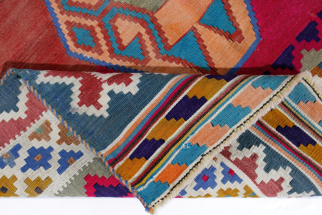 Handmade Vintage Persian Ghasghai Kilim Hallway Runner | 301 x 126 cm | 9'10" x 4'2" - Najaf Rugs & Textile