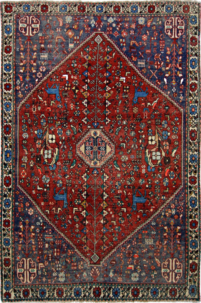 Handmade Vintage Persian Ghashghai Rug | 150 x 99 cm | 4'11" x 3'3" - Najaf Rugs & Textile