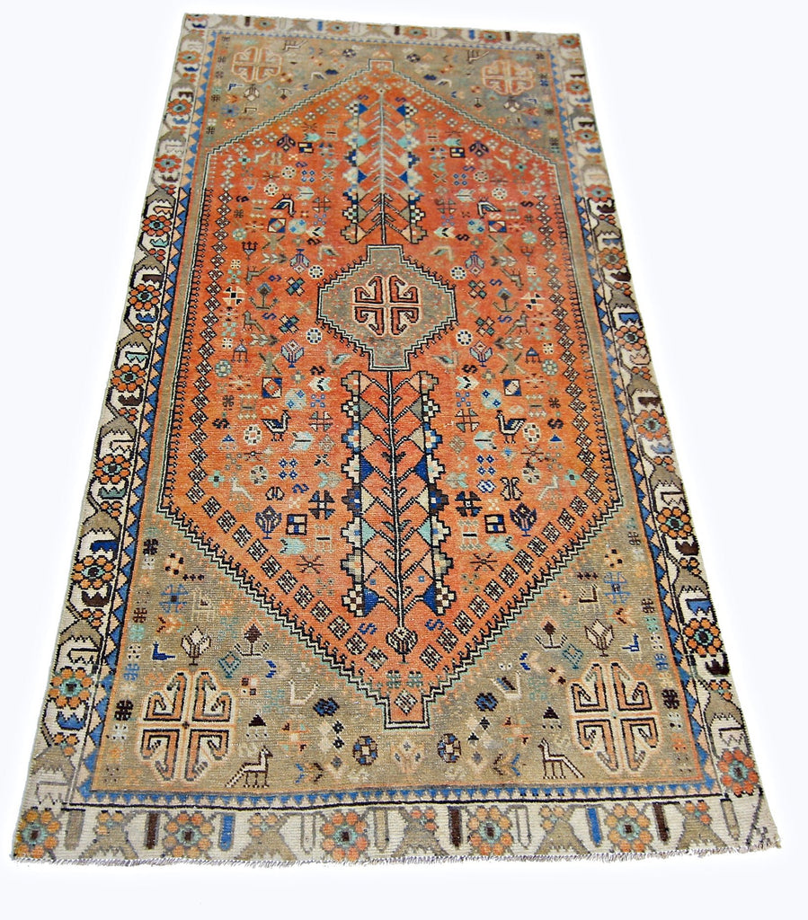 Handmade Vintage Persian Ghashghai Rug | 185 x 95 cm | 6'1" x 3'1" - Najaf Rugs & Textile