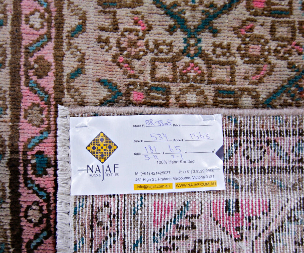Handmade Vintage Persian Hallway Runner | 181 x 65 cm | 5'11" x 2'2" - Najaf Rugs & Textile