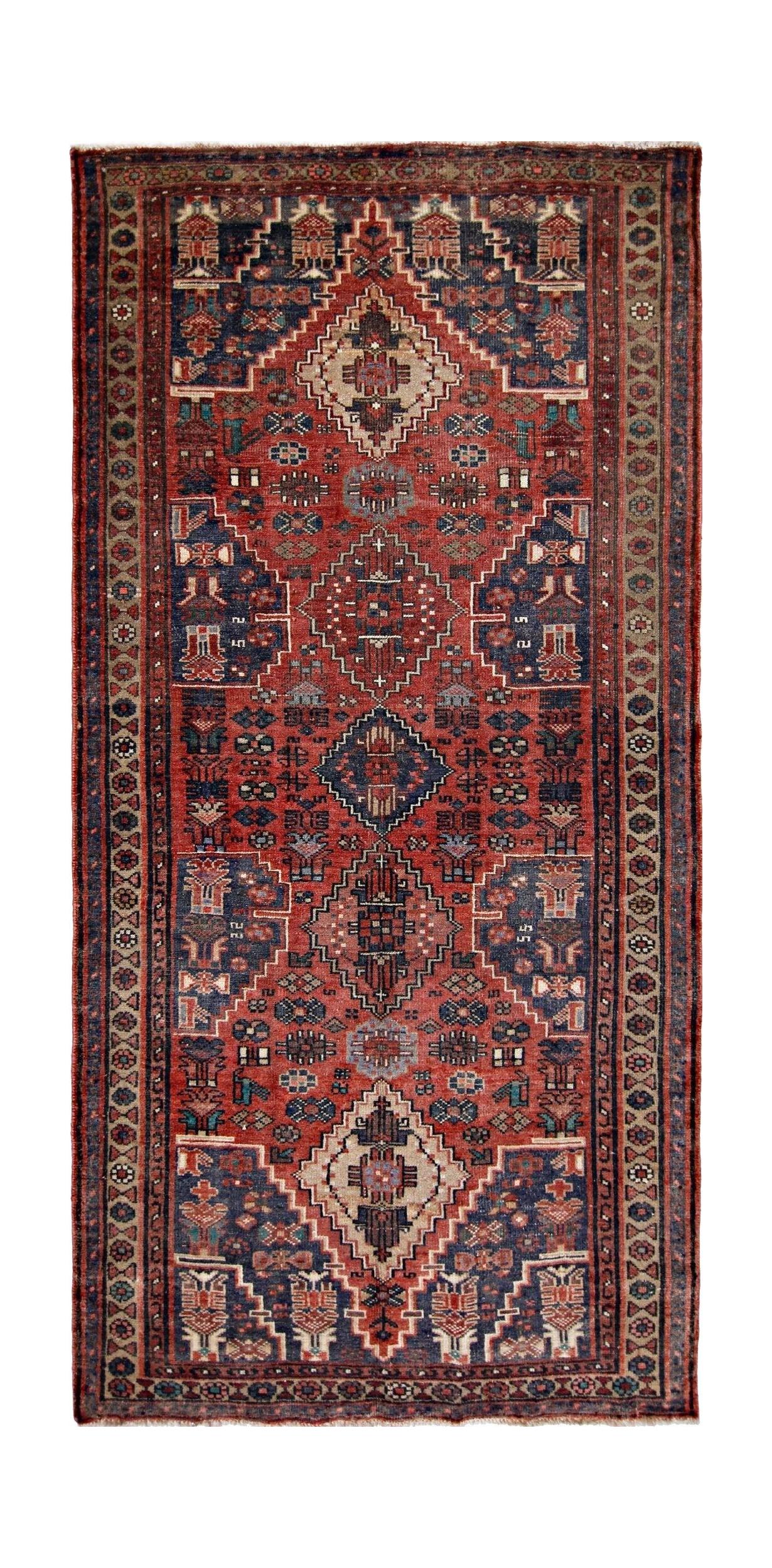 Handmade Vintage Persian Hallway Runner | 197 x 98 cm | 6'6" x 3'3" - Najaf Rugs & Textile