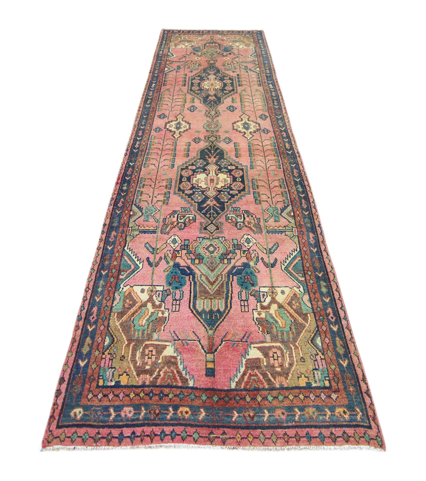 Handmade Vintage Persian Hallway Runner | 259 x 94 cm | 8'6" x 3'1" - Najaf Rugs & Textile