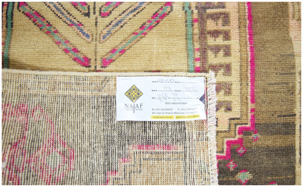 Handmade Vintage Persian Hallway Runner | 268 x 79 cm | 8'9" x 2'7" - Najaf Rugs & Textile