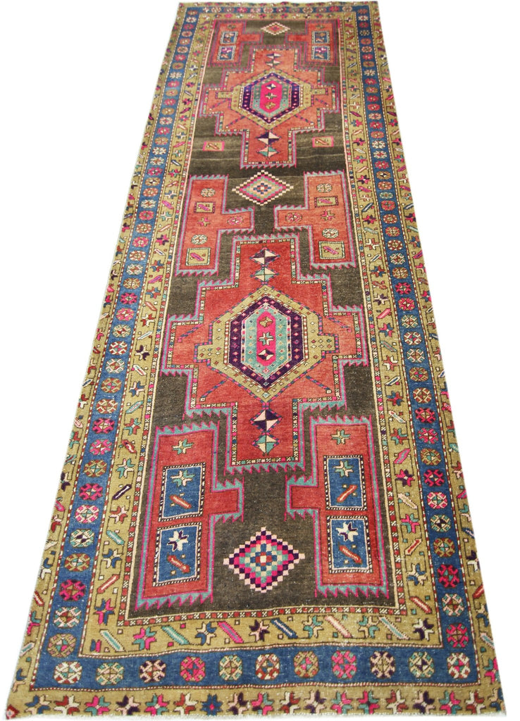 Handmade Vintage Persian Hallway Runner | 286 x 112 cm | 9'4" x 3'8" - Najaf Rugs & Textile