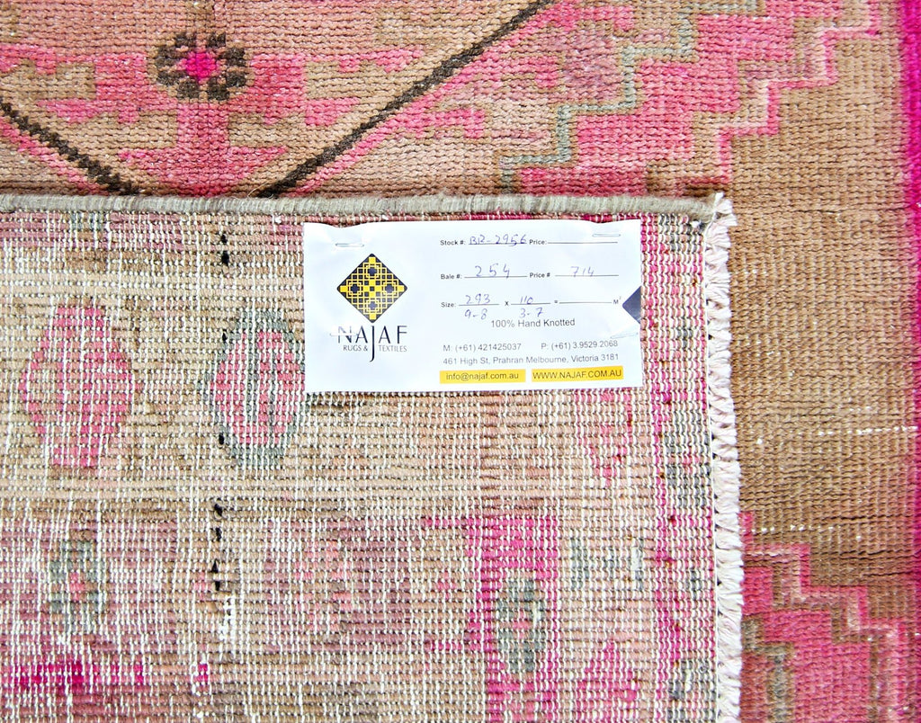 Handmade Vintage Persian Hallway Runner | 293 x 110 cm | 9'8" x 3'7" - Najaf Rugs & Textile