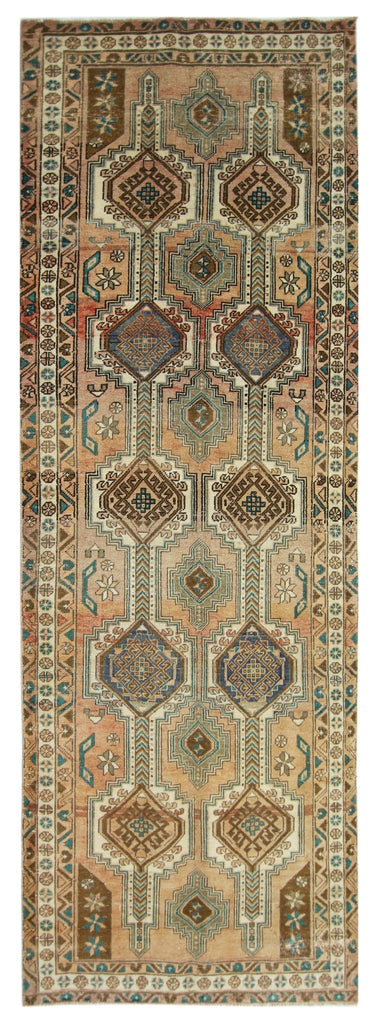 Handmade Vintage Persian Hallway Runner | 295 x 101 cm | 9'8" x 3'4" - Najaf Rugs & Textile