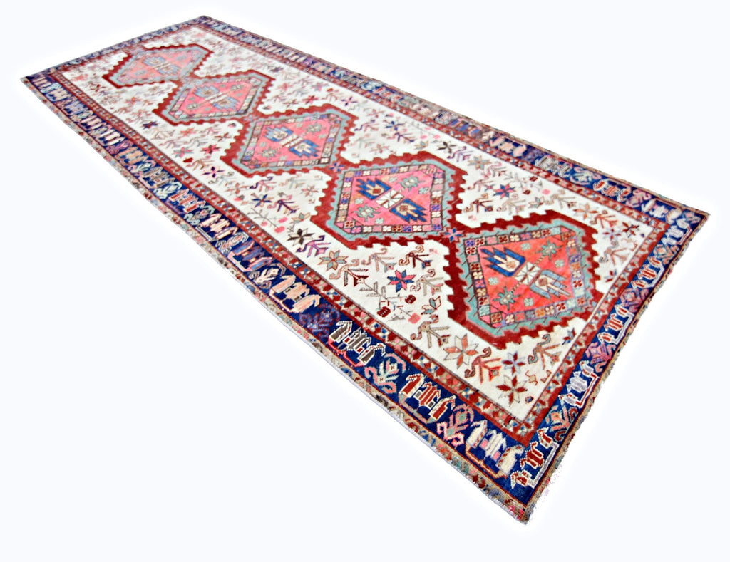Handmade Vintage Persian Hallway Runner | 297 x 113 cm | 9'9" x 3'8" - Najaf Rugs & Textile